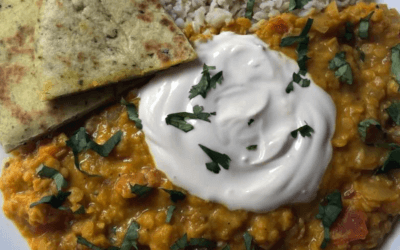 Red Lentil Dahl with Coconut Yogurt